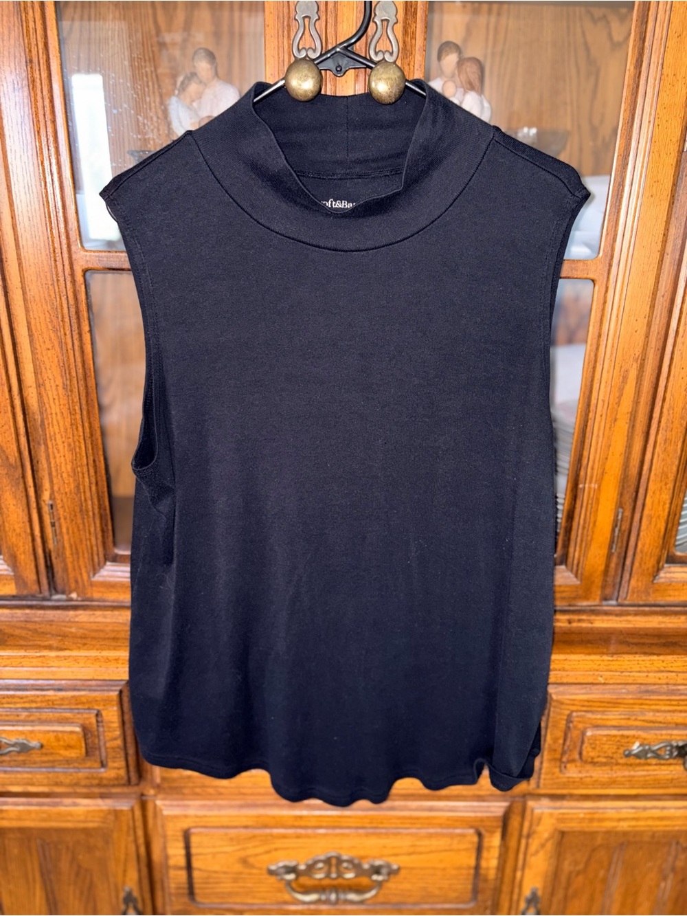 croft & barrow Black Sleeveless Mock Neck Tank
